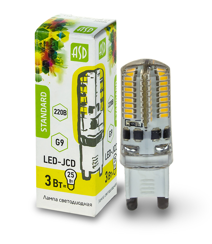 Лампа светодиодная LED-JCD-standard 3Вт 160-260В G9 3000К ASD